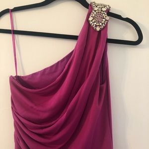Badgley Mischka magenta formal one-shoulder gown